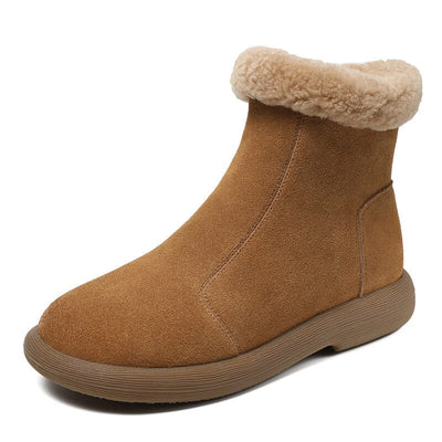 Winter Retro Suede Furred Flat Snow Boots