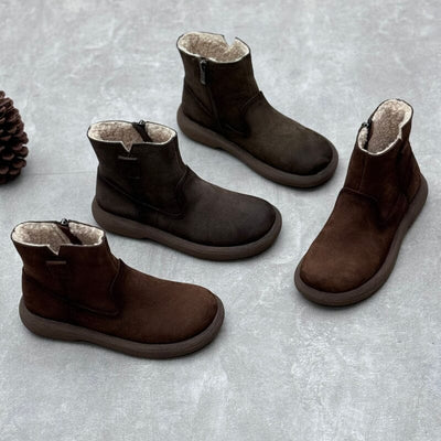 Winter Retro Suede Leather Furred Boots