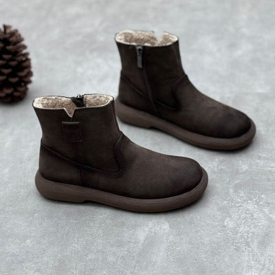 Winter Retro Suede Leather Furred Boots