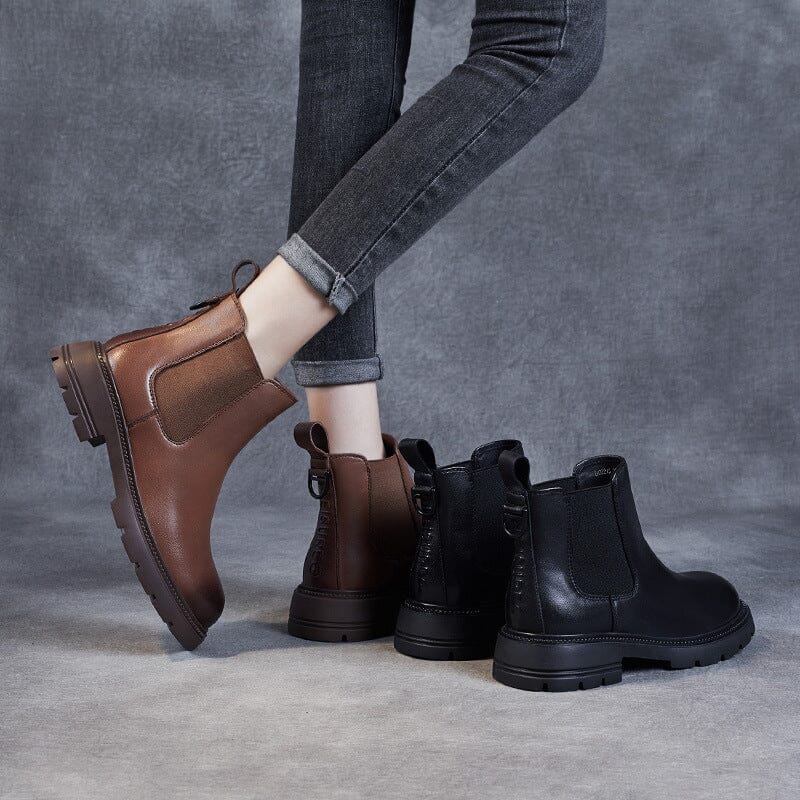 Women Autumn Winter Minimalist Leather Ankle Boots Dec 2023 New Arrival 