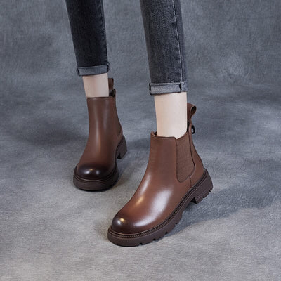 Women Autumn Winter Minimalist Leather Ankle Boots Dec 2023 New Arrival 