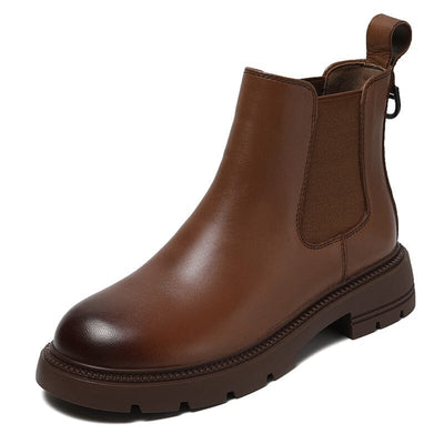 Women Autumn Winter Minimalist Leather Ankle Boots Dec 2023 New Arrival Coffee (Fur) 35 