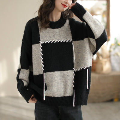 Women Casual Color Matching Knitted Cardigan