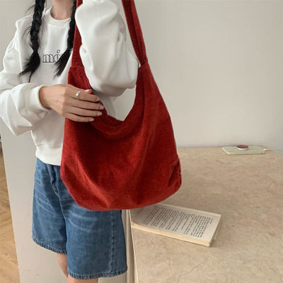 Women Casual Fashion Corduroy Shoulder Bag