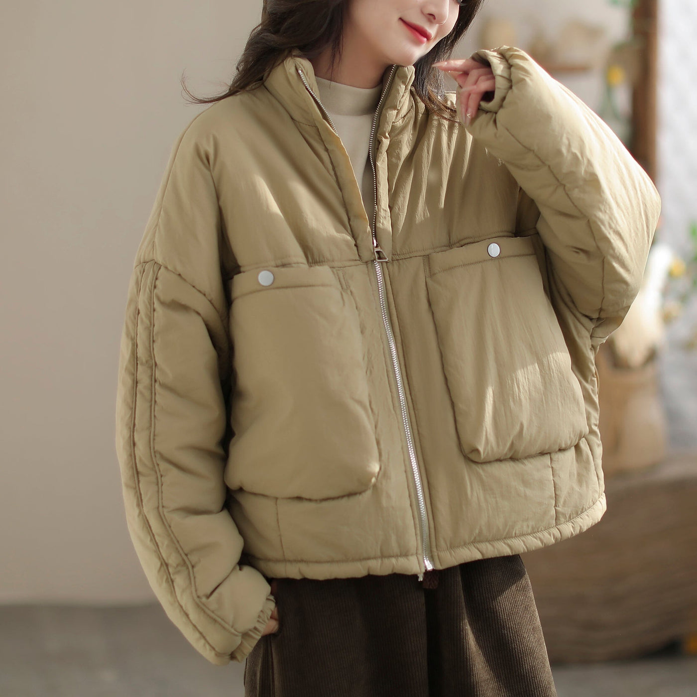 Women Casual Loose Minimalist Quilted Coat