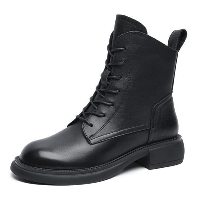 Women Classic Soft Leather Minimalist Casual Boots Dec 2023 New Arrival Black 34 