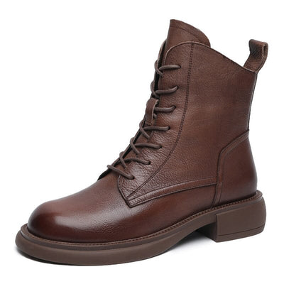 Women Classic Soft Leather Minimalist Casual Boots Dec 2023 New Arrival Brown 34 