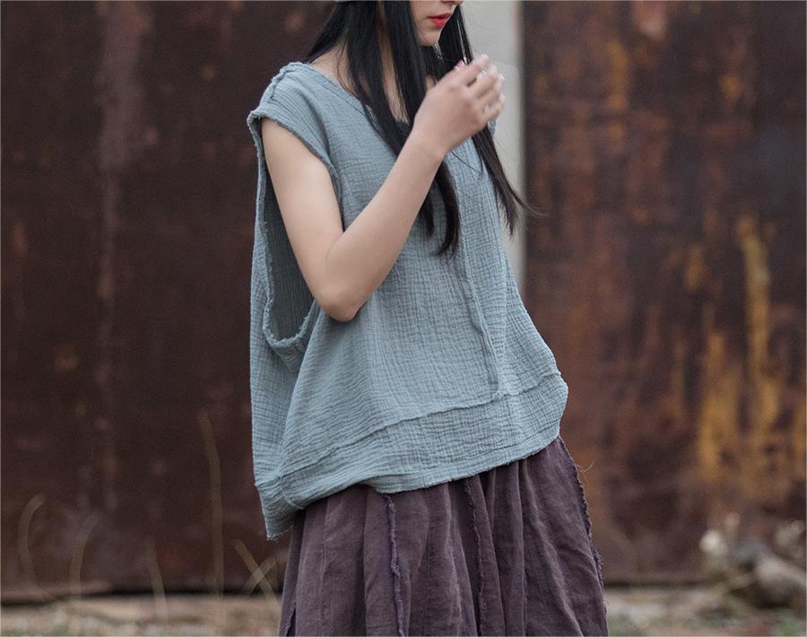 Women Double-Layer Soft Cotton Linen Vests