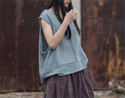 Women Double-Layer Soft Cotton Linen Vests