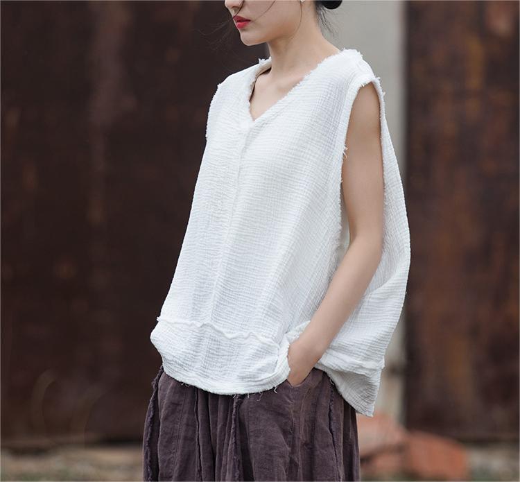 Women Double-Layer Soft Cotton Linen Vests
