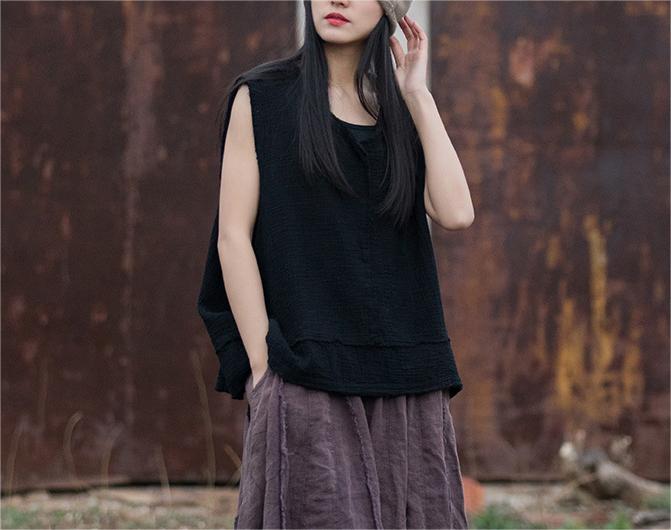 Women Double-Layer Soft Cotton Linen Vests