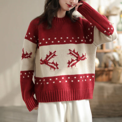 Women Fashion Christmas Figured Knitted Cardigan