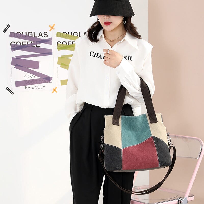 Women Fashion Color Matching Canvas Bag