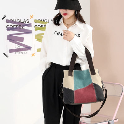 Women Fashion Color Matching Canvas Bag Dec 2023 New Arrival 