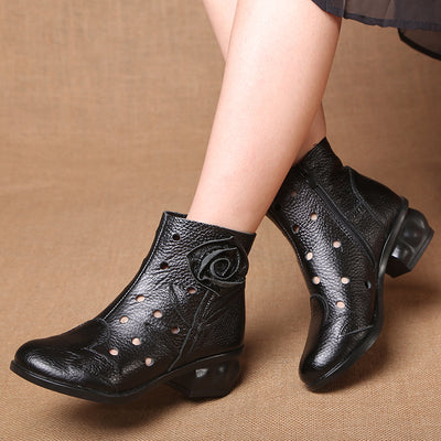 Women Fashion Ethnic Style Retro Hollow Out Flower Short Boots