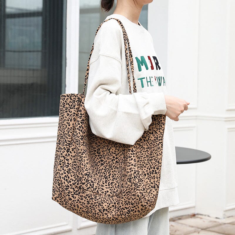 Women Fashion Leopard Print Canvas Shoulder Bag