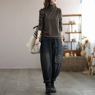 Women Loose Casual Winter Furred Jeans Nov 2023 New Arrival 