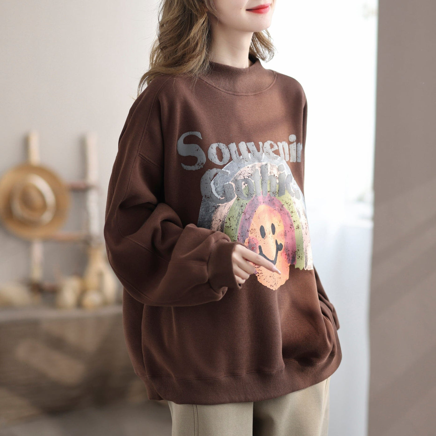 Women Loose Fashion Casual Turtleneck Furred Sweater