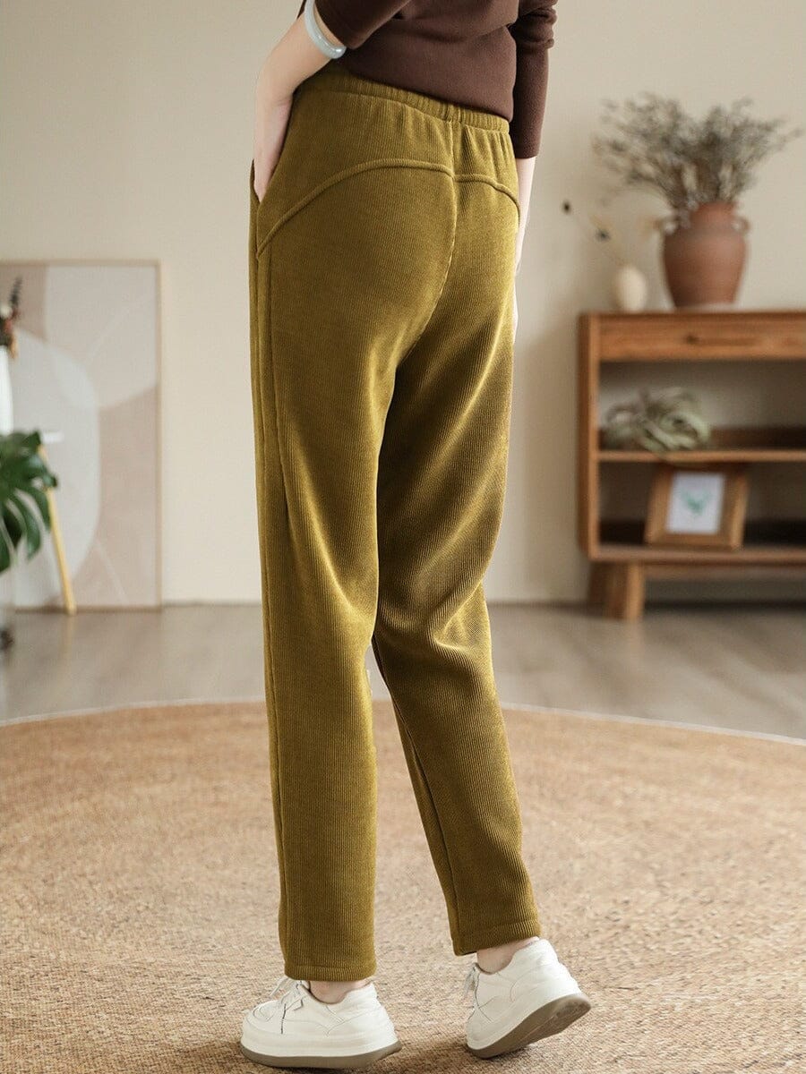 Women Minimalist Casual Furred Corduroy Pants