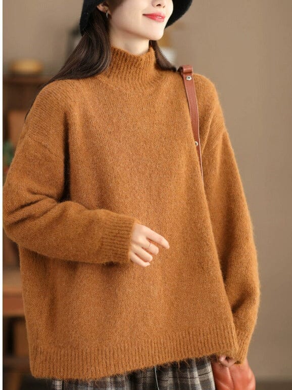 Women Minimalist Casual Loose Solid Knitted Cardigan Jan 2024 New Arrival 