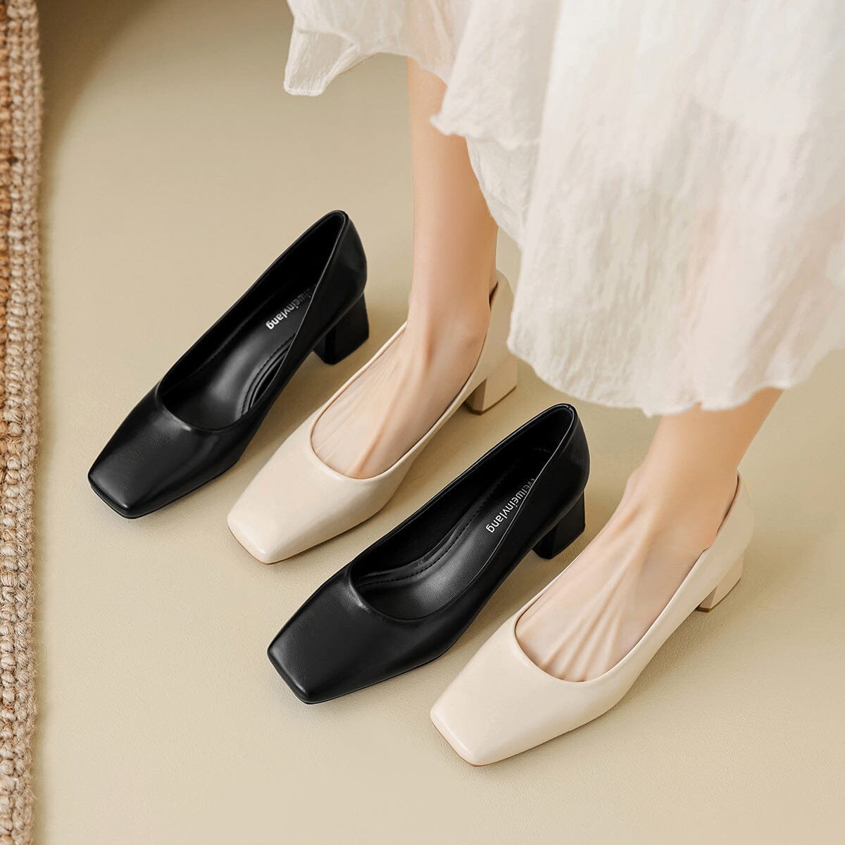 Women Minimalist Chunky Heel Soft Casual Shoes