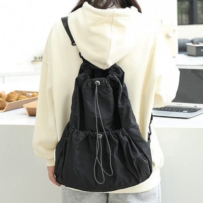 Women Minimalist Fashion Lacing Casual Backpack Jan 2024 New Arrival Black 