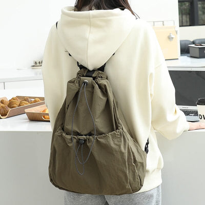 Women Minimalist Fashion Lacing Casual Backpack Jan 2024 New Arrival Green 