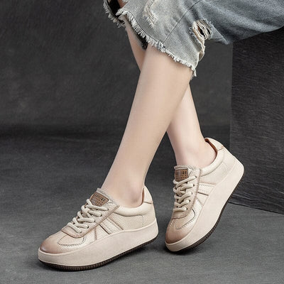 Women Minimalist Fashion Patchwork Leather Casual Shoes