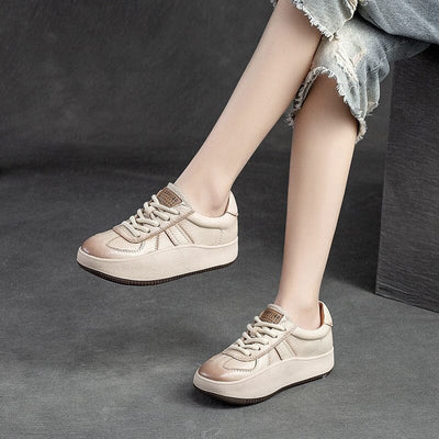 Women Minimalist Fashion Patchwork Leather Casual Shoes
