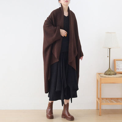 Women Minimalist Knitted Casual Shawl Dec 2023 New Arrival One Size Coffee 