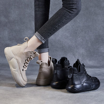 Women Minimalist Leather Flat Ankle Boots