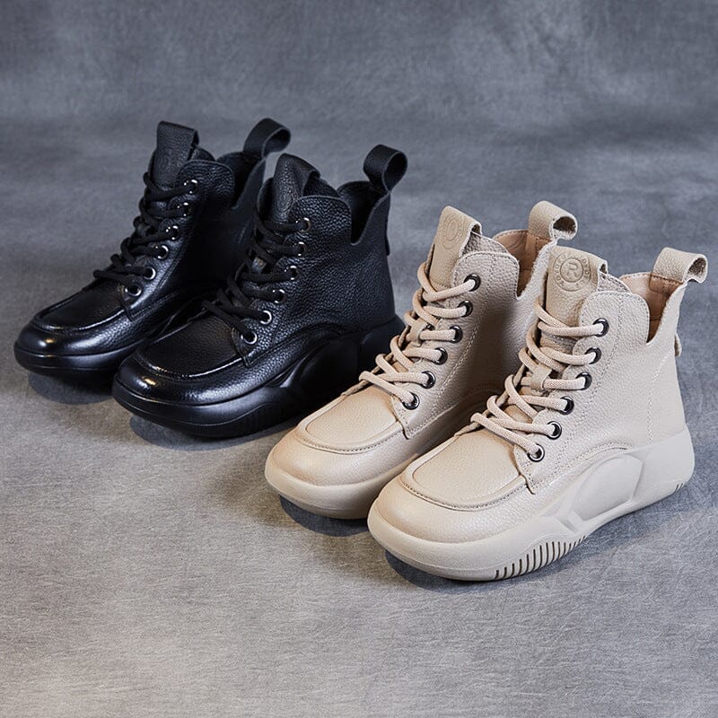 Women Minimalist Leather Flat Ankle Boots Dec 2023 New Arrival 