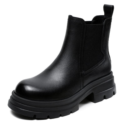 Women Minimalist Retro Leather Casual Platform Boots
