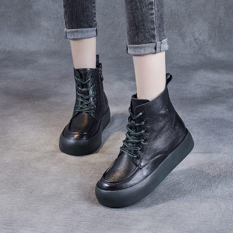 Women Minimalist Soft Leather Flat Ankle Boots