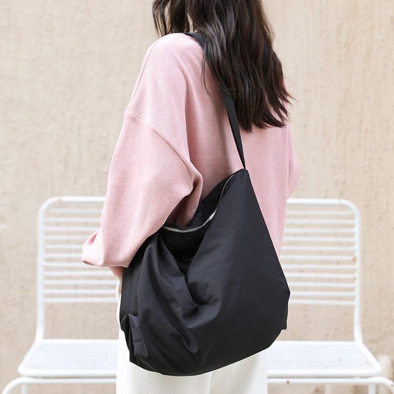 Women Minimalist Solid Canvas Casual Shoulder Bag