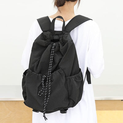 Women Minimalist Solid Canvas Lacing Backpack Jan 2024 New Arrival 