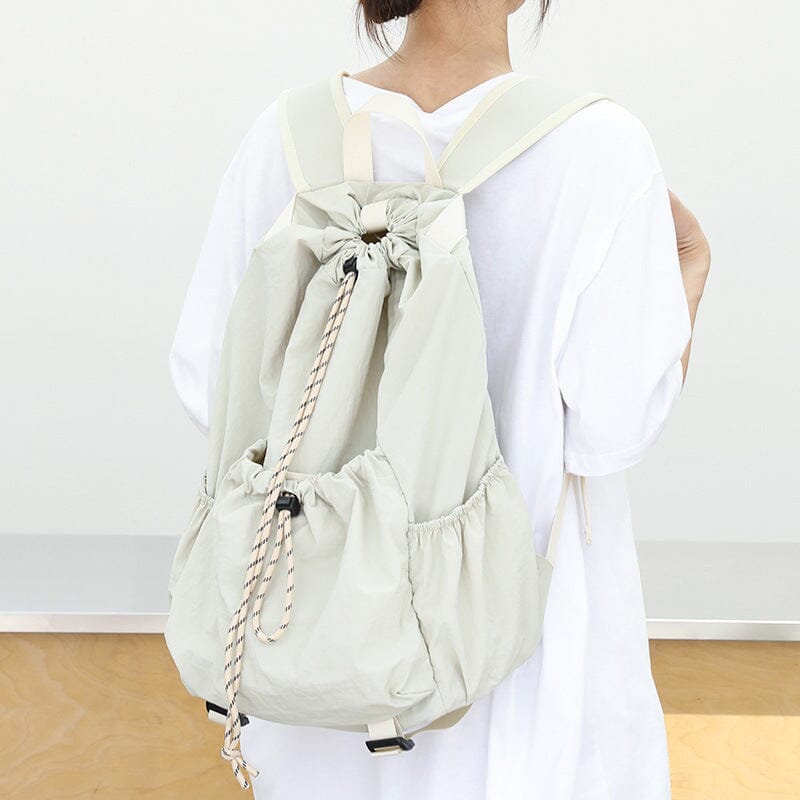 Women Minimalist Solid Canvas Lacing Backpack Jan 2024 New Arrival 