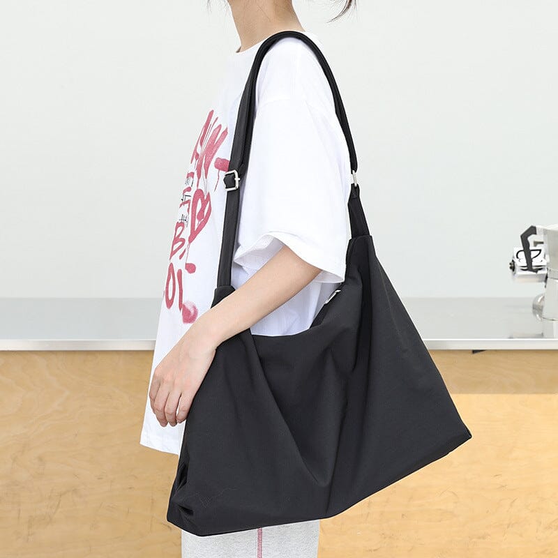 Women Minimalist Solid Casual Canvas Shoulder Bag Jan 2024 New Arrival Black 