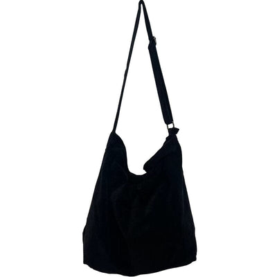 Women Minimalist Solid Corduroy Shoulder Bag Dec 2023 New Arrival Black 
