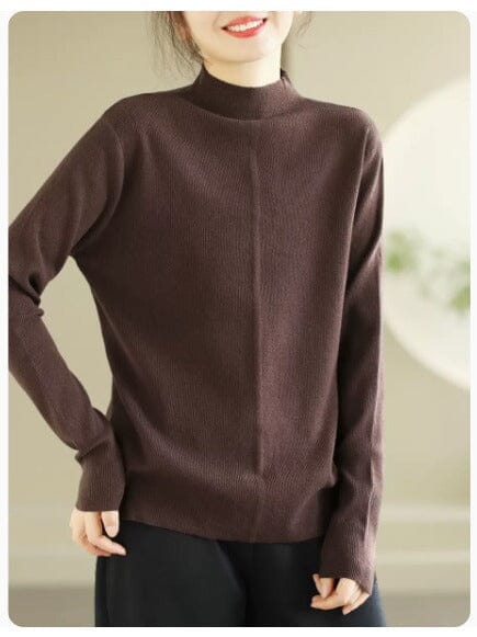 Women Minimalist Solid Loose Knitted Shirt Jan 2024 New Arrival 