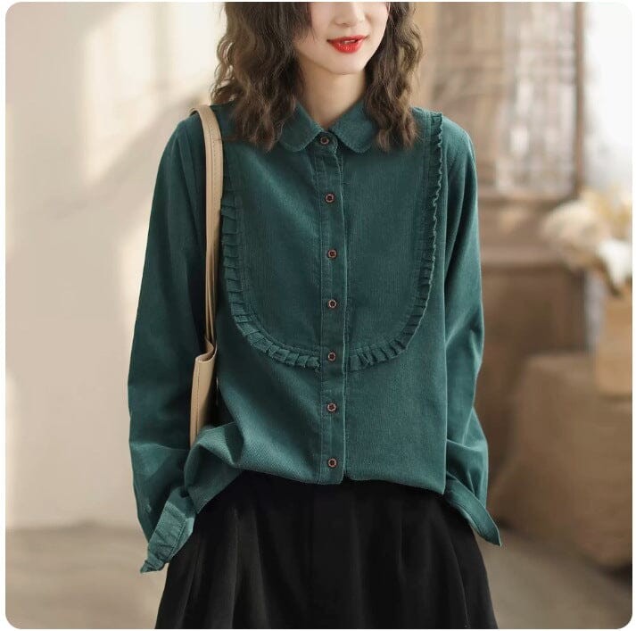 Women Retro Casual Loose Solid Blouse Jan 2024 New Arrival 