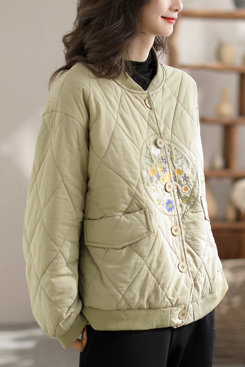 Women Retro Casual Loose Winter Quilted Coat Dec 2023 New Arrival 