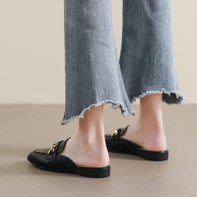 Women Retro Flat Low Heel Slippers Mules