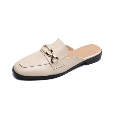 Women Retro Flat Low Heel Slippers Mules