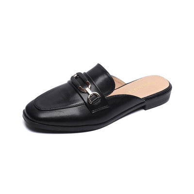 Women Retro Flat Low Heel Slippers Mules