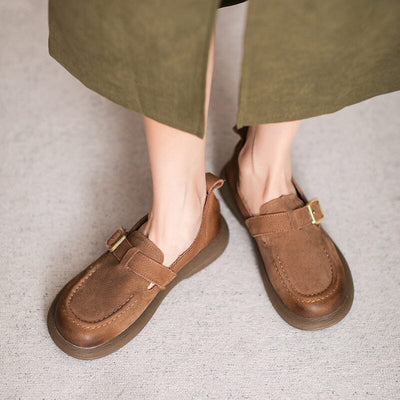 Women Retro Leather Flat Casual Shoes Jan 2024 New Arrival 