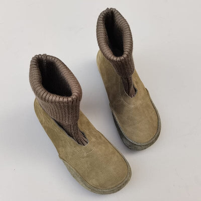 Women Retro Leather Flat Elastic Sock Boots Nov 2023 New Arrival 35 Green 