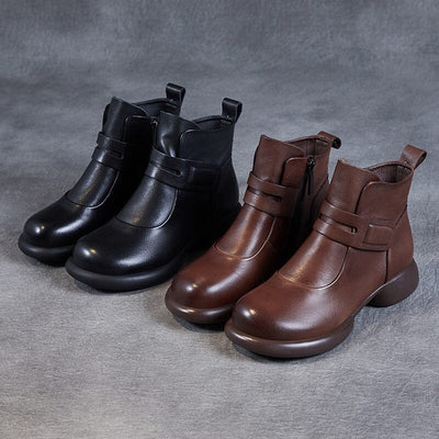 Women Retro Minimalist Leather Ankle Boots Dec 2023 New Arrival 