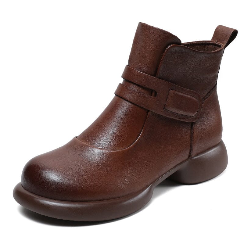 Women Retro Minimalist Leather Ankle Boots Dec 2023 New Arrival Brown 35 