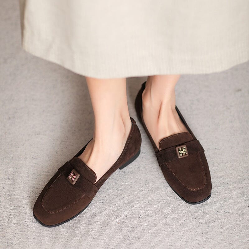 Women Retro Minimalist Leather Flat Casual Loafers